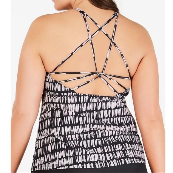 NWT Island Escape MARRAKESH BLACK Plus Size Palisades Tankini Swim Top, US 24W - Picture 1 of 5